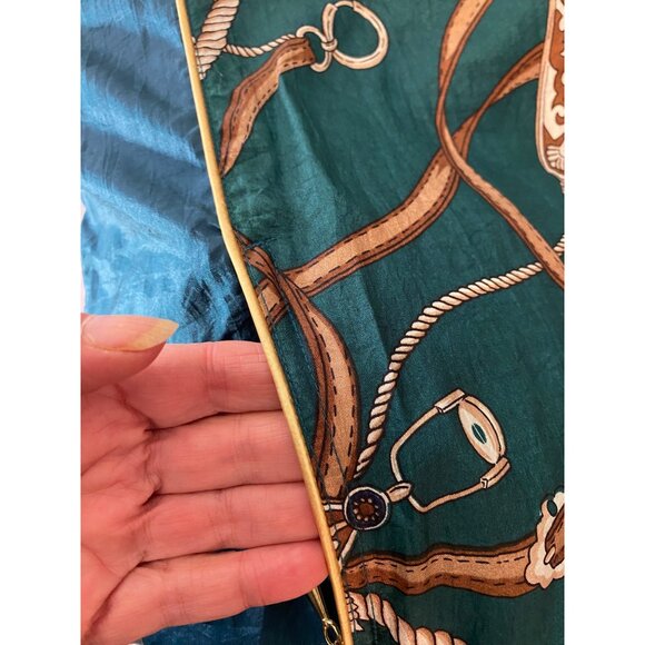 Vintage Active Frontier Tracksuit Chains Buckles Print Nylon Teal Beige Large - Picture 6 of 16